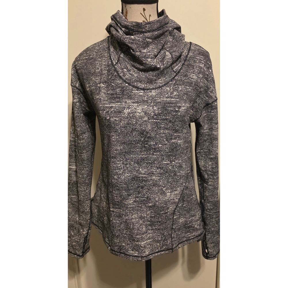 Lululemon Forever Endeavor Rush Jacquard Funnel Neck Rulu Black White Sz 4